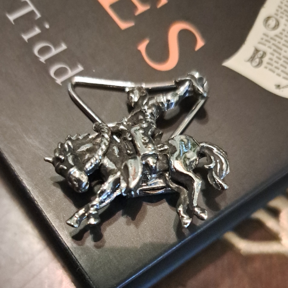 Elegant Metal Cowboy On A Horse Brooch